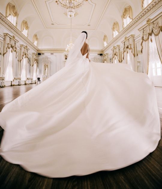 Photo of model wearing a long bridal gown - desktop image